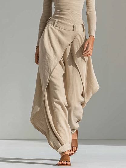 Sandra | Komplett-Set mit U-Boot-Ausschnitt und Drapé-Hose, Beige