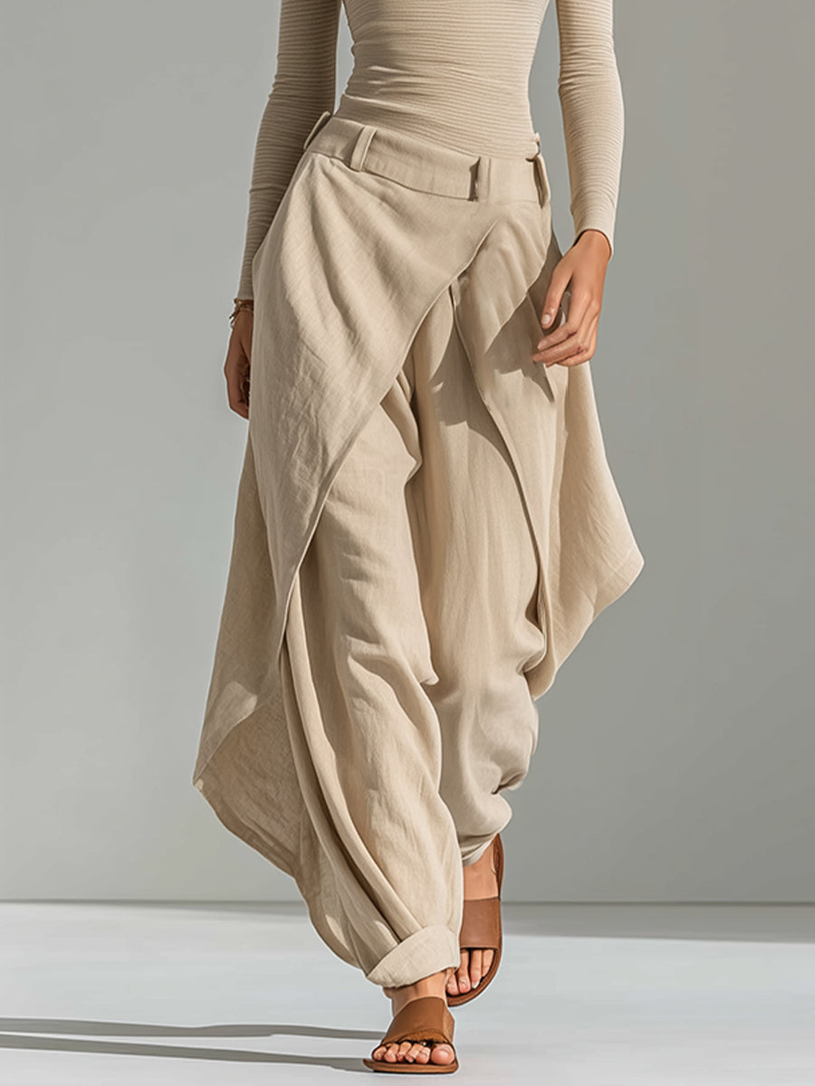 Orsola | Komplett-Set mit Bootsausschnitt-Top und gestuften Hosen, Beige