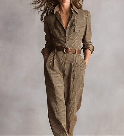 Célia | Braune Overall mit Raffinierten Details