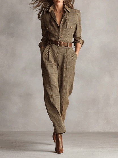 Célia | Braune Overall mit Raffinierten Details