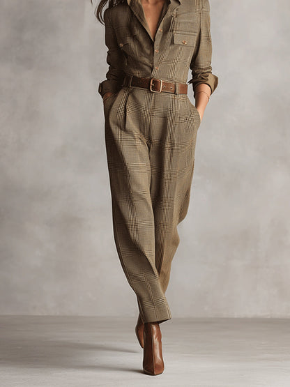 Célia | Braune Overall mit Raffinierten Details