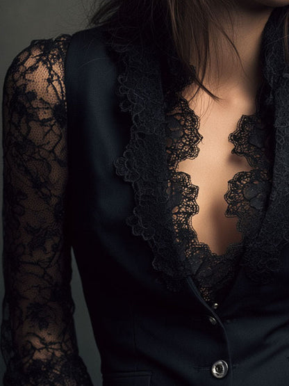 Ninon | Top Blazer mit halbtransparenten Ärmeln