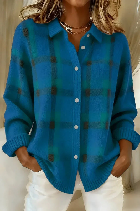 Kelsey™ | Gebürsteter Strick Karo Cardigan