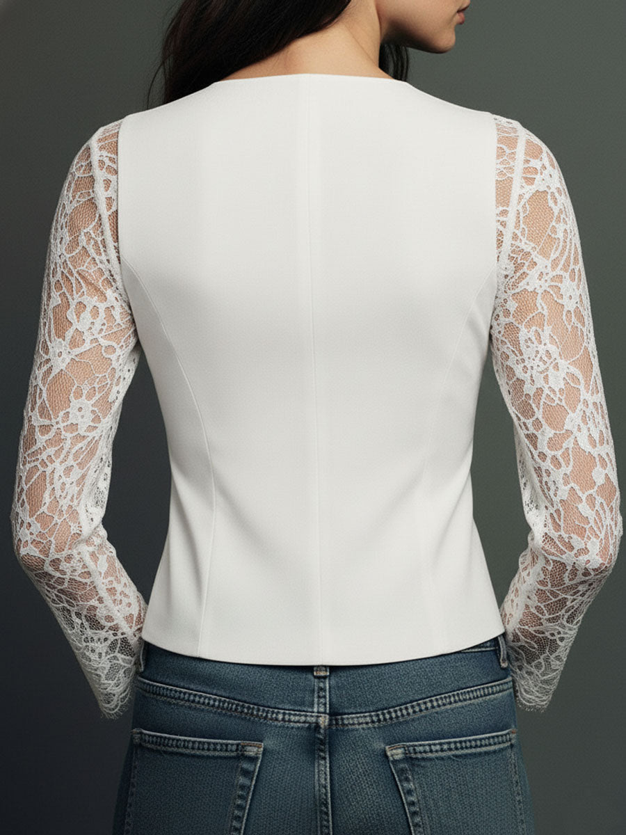 Ninon | Top Blazer mit halbtransparenten Ärmeln