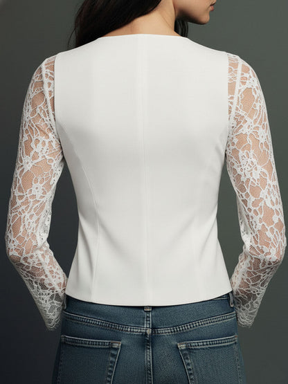 Ninon | Top Blazer mit halbtransparenten Ärmeln
