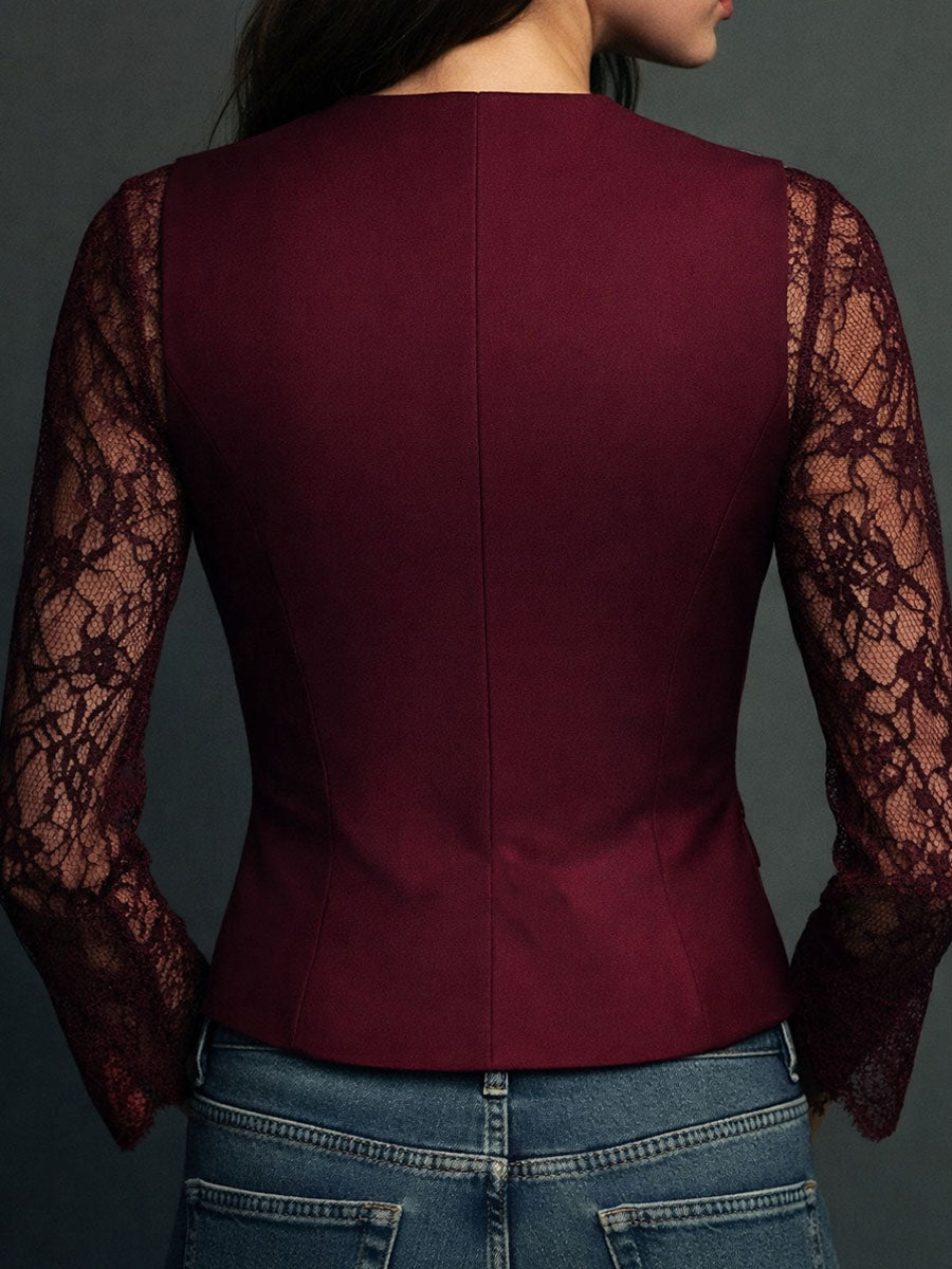 Ninon | Top Blazer mit halbtransparenten Ärmeln