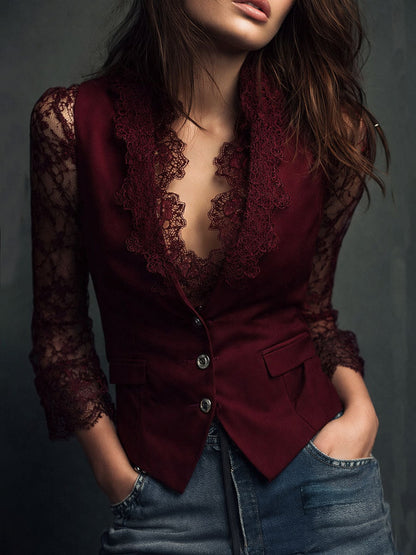 Ninon | Top Blazer mit halbtransparenten Ärmeln