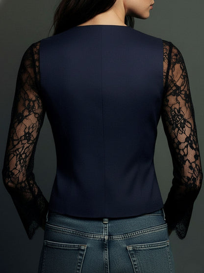 Ninon | Top Blazer mit halbtransparenten Ärmeln