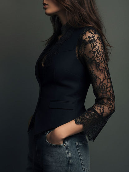 Ninon | Top Blazer mit halbtransparenten Ärmeln