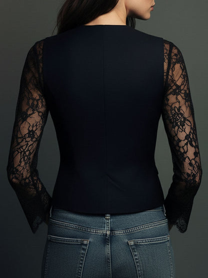 Ninon | Top Blazer mit halbtransparenten Ärmeln