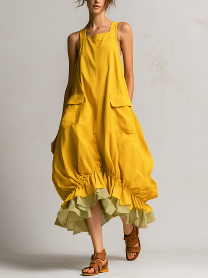 Fiamma | Ballonkleid mit Taschen und Rüschensaum