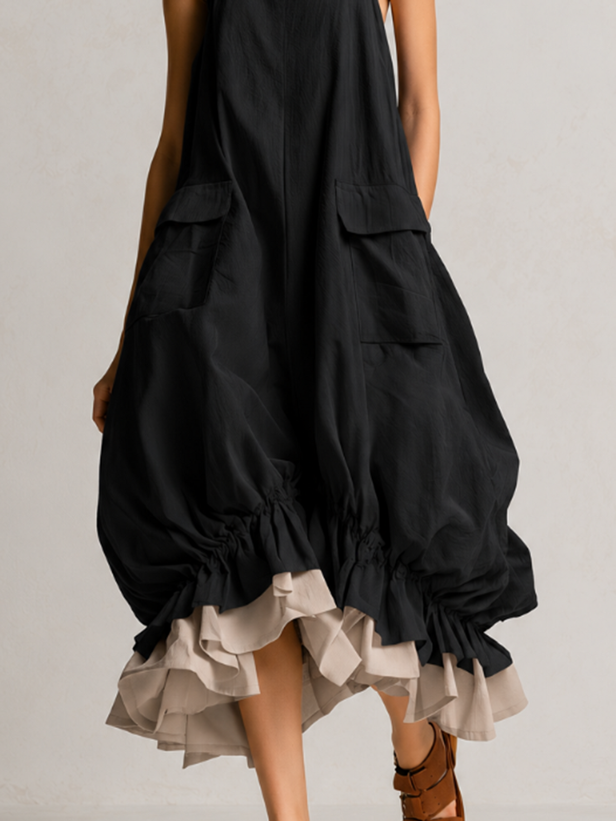 Fiamma | Ballonkleid mit Taschen und Rüschensaum