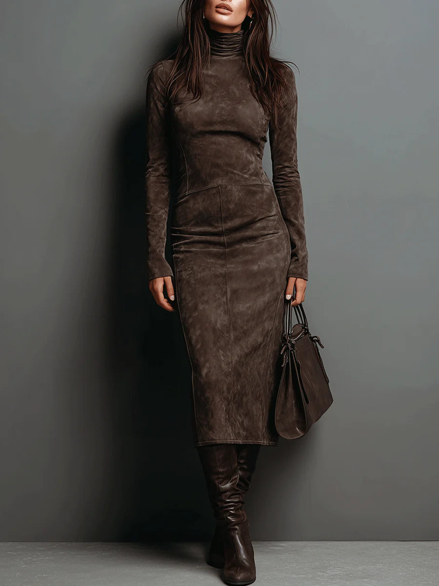 Lorène | Midi Lange Braune Kleid