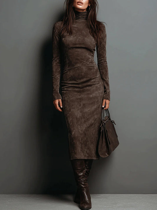 Lorène | Midi Lange Braune Kleid