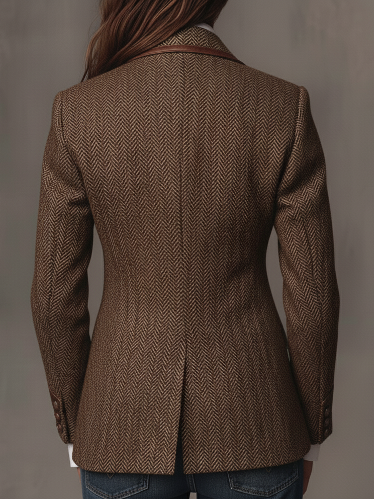 Gisèle | Blazer aus Fischgrätstoff mit Paisley-Revers, Braun