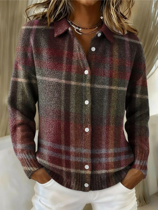 Eleanor | Klassischer Karomuster Strickcardigan