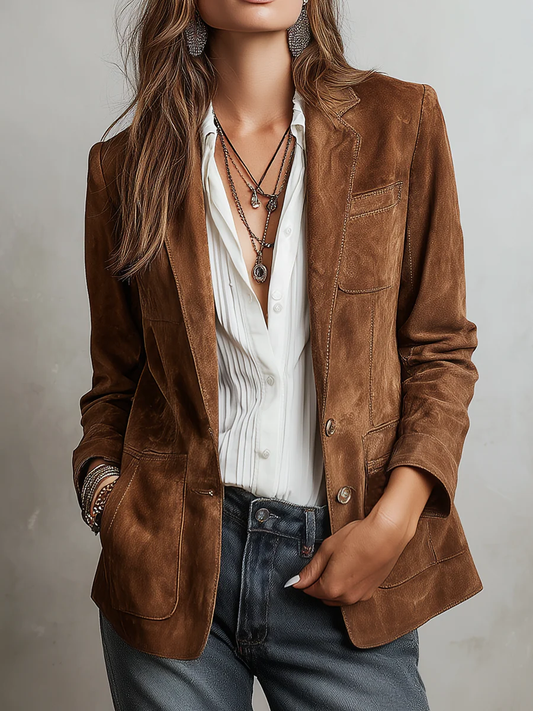 Adeline | Vintage Blazer Wildleder-Optik, Braun