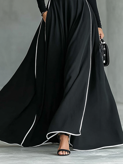 Susanna | Maxikleid mit Kontrastprofilen und Gürtel