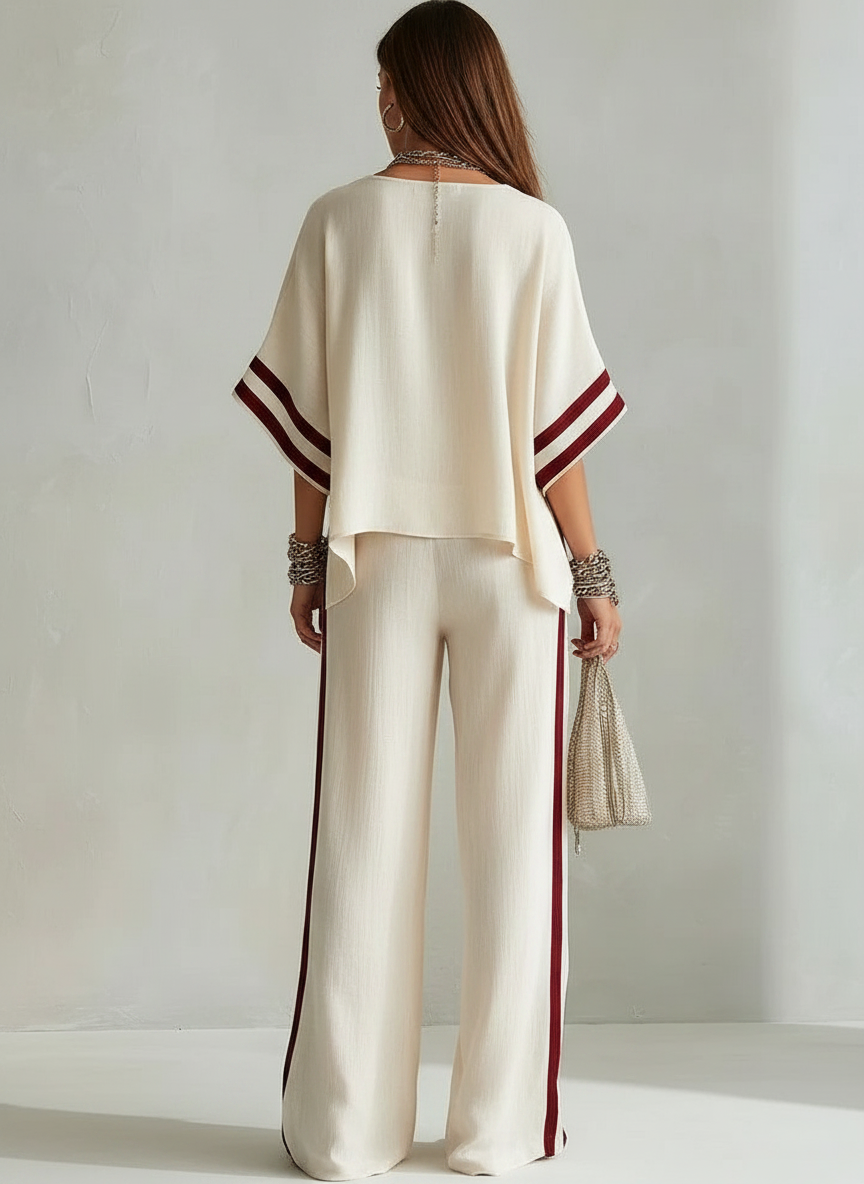 Michela | Boho Komplett in Blockstreifen, Creme