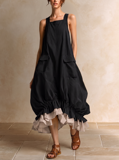 Fiamma | Ballonkleid mit Taschen und Rüschensaum