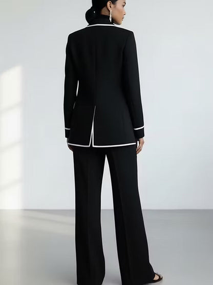 Clementina | Komplettanzug mit Blazer und Hose mit Kontrastprofil, Schwarz