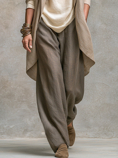 Flaminia | Dreiteiliges Set mit Palazzo-Hose, Beige und Grau
