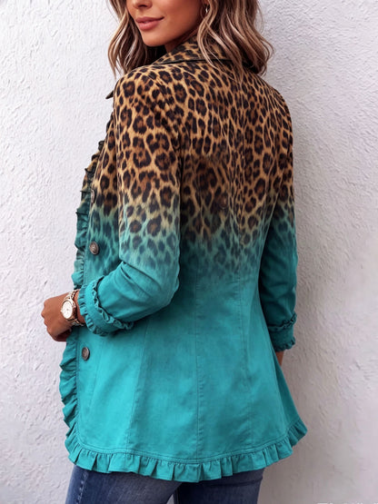 Cassandre | Blazer mit Volant und verlaufendem Leopardenmuster